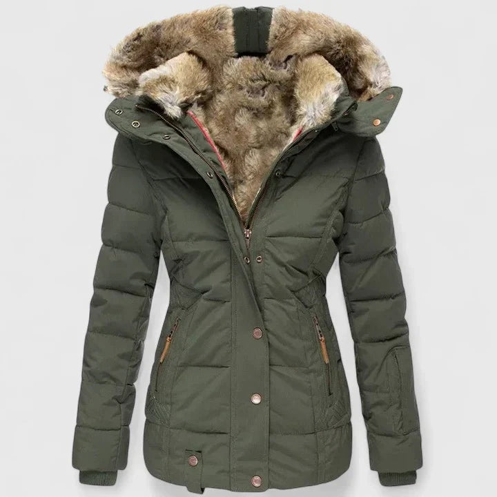 Veyzandra Faux Fur Hooded Padded Puffer Jacket for Women