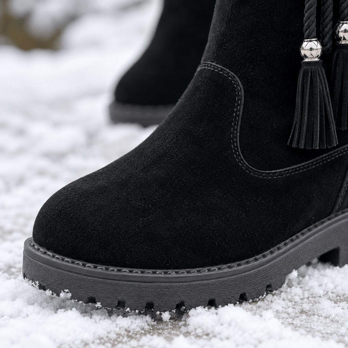 Calvera Fleece-Lined Suede Mid-Calf Winter Boots with Side Zip for Women