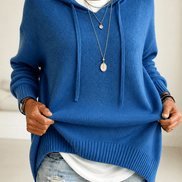 Women's Oversized Hooded Knitted Jumper with Drawstring