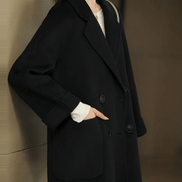 Oihana Women's Double-Breasted Wool-Blend Winter Coat with Self-Tie Belt