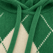 Women's Hooded Argyle Batwing Poncho Knitted Jumper with Relaxed Fit