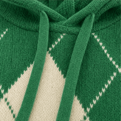 Women's Hooded Argyle Batwing Poncho Knitted Jumper with Relaxed Fit