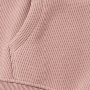 Ribbed Corduroy-Look Hoodie with Front Pocket for Women