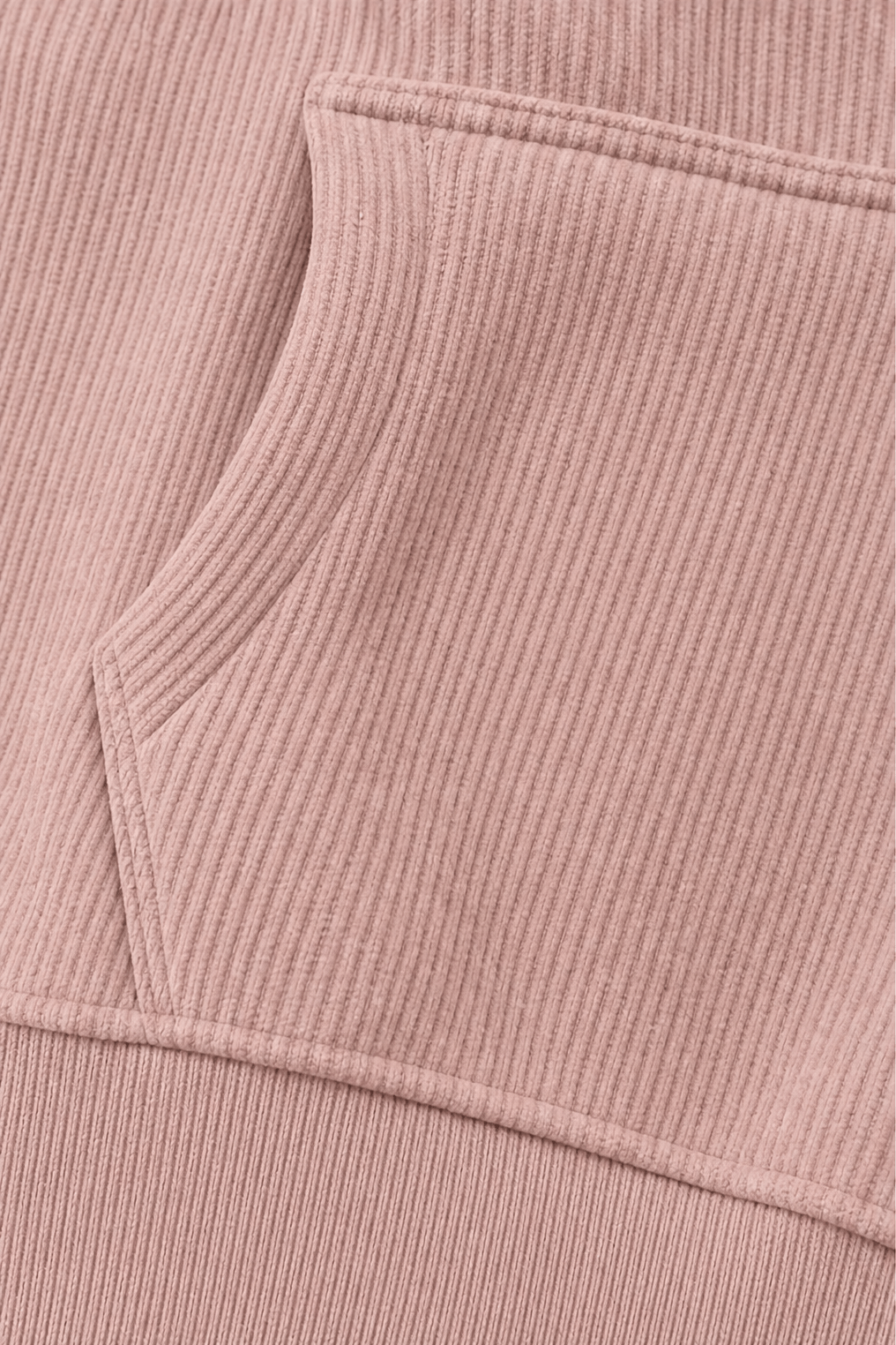 Ribbed Corduroy-Look Hoodie with Front Pocket for Women