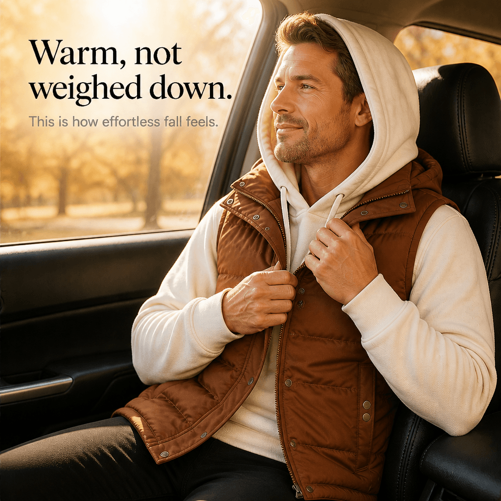 Men's Double-Layered Hood Padded Puffer Vest