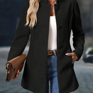 Sofia Women's Button-Front Winter Coat with Stand Collar