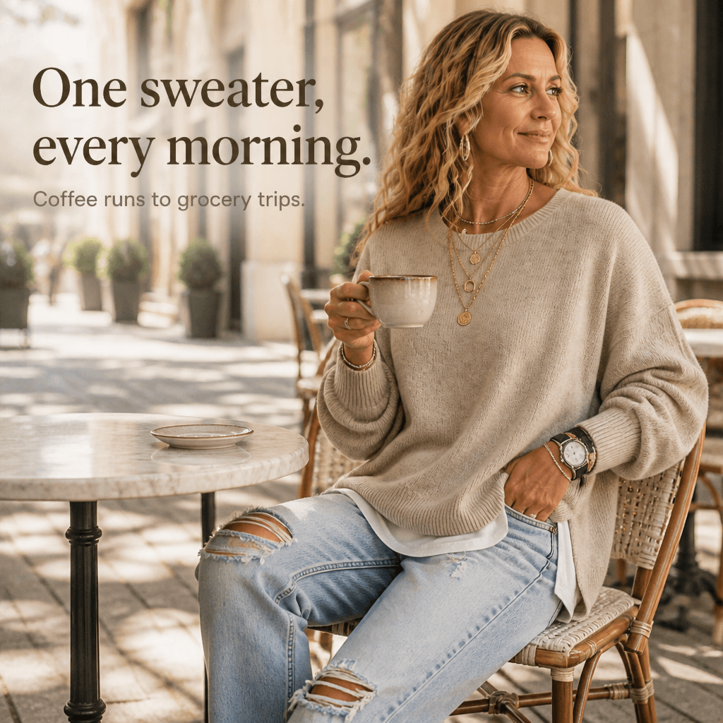 Women's Drop-Shoulder Lantern Sleeve Chunky Knitted Jumper with Side Slits