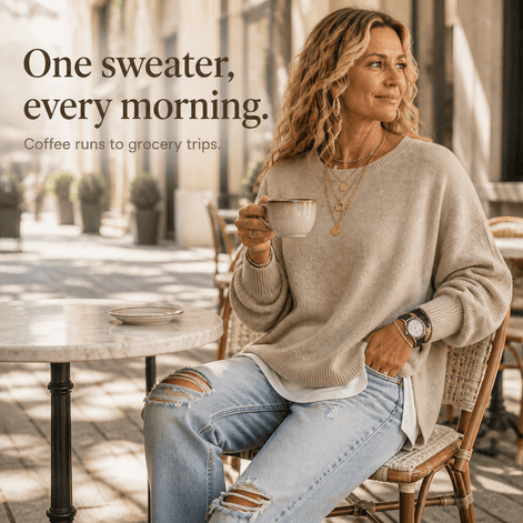 Women's Drop-Shoulder Lantern Sleeve Chunky Knitted Jumper with Side Slits