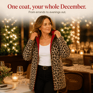 Reversible Leopard Print Hooded Coat for Women in Winter