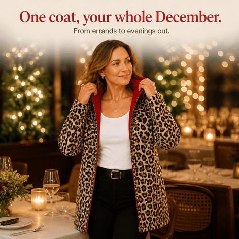 Reversible Leopard Print Hooded Coat for Women in Winter