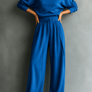 Women's Turtleneck Knitted Jumper and Wide-Leg Trousers Lounge Set