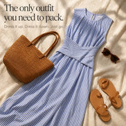 Women's Striped Wrap-Waist Sleeveless Midi Dress