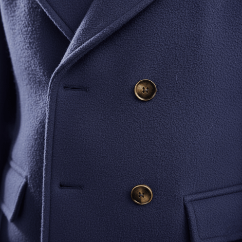 Double-Breasted Wool Blend Overcoat with Wide Notched Lapels