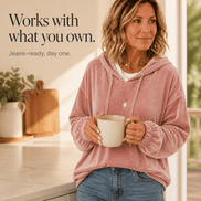 Ruffle Cuff Velvet Hoodie with Dropped Shoulder for Women
