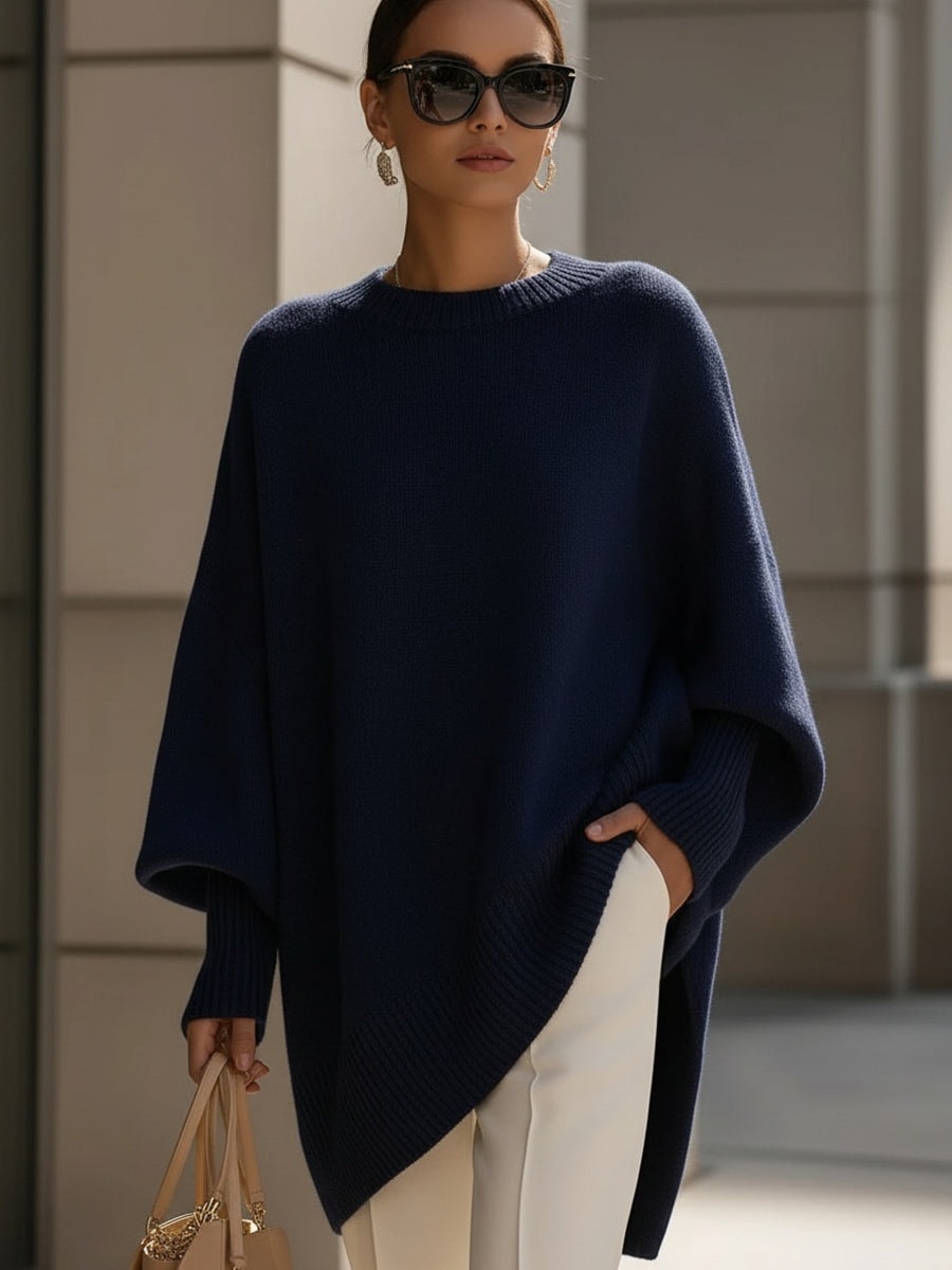 Emma Oversized Asymmetric Hem Wool Blend Women's Knitted Jumper