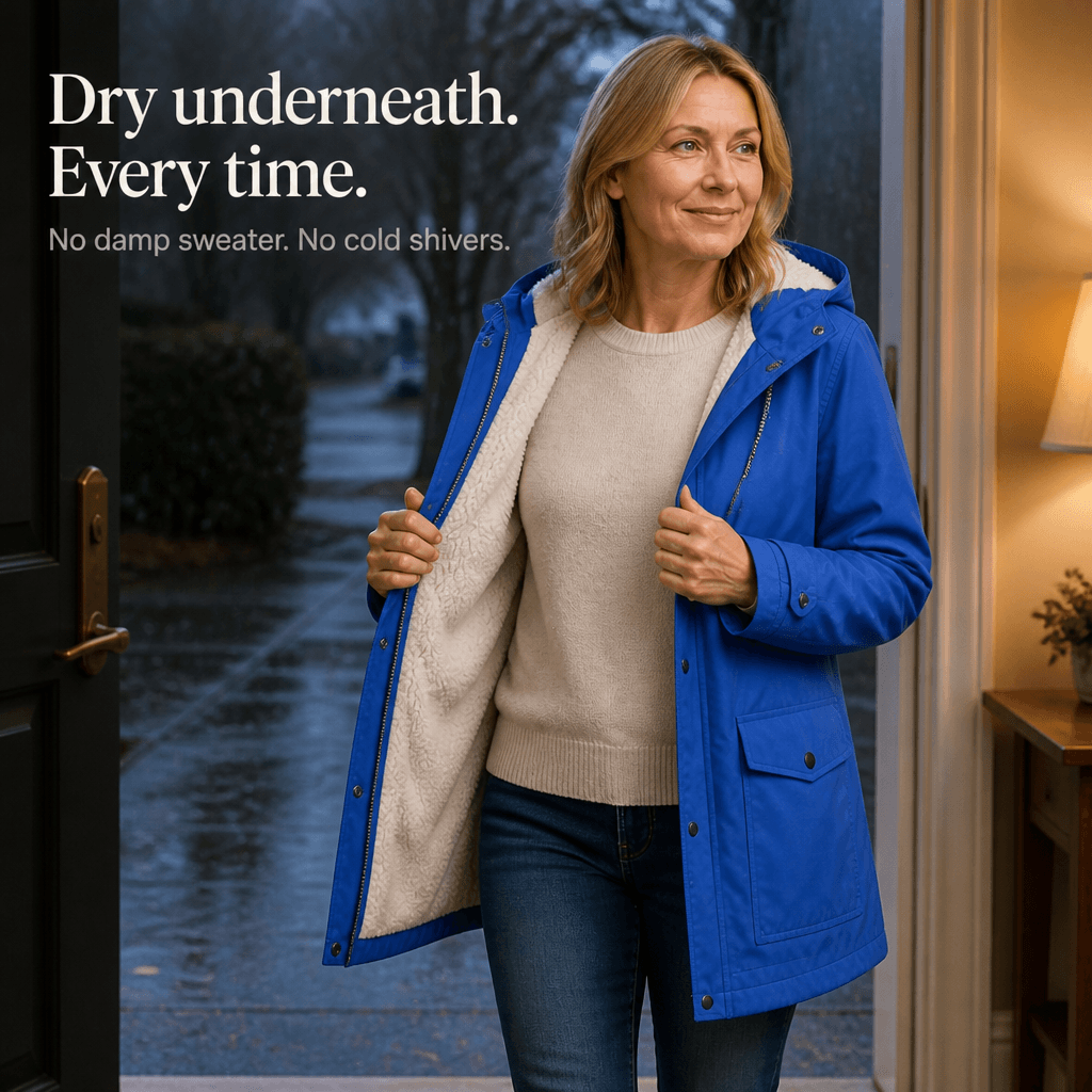 Waterproof Plush-Lined Hooded Jacket with Fleece Trim