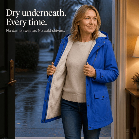 Waterproof Plush-Lined Hooded Jacket with Fleece Trim