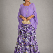 Tiered Chiffon Women's Maxi Dress with Flutter Sleeves and Layered Hem