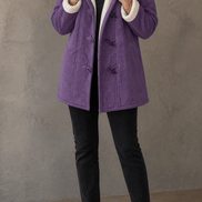 Women's Hooded Faux Suede Toggle Coat with Plush Sherpa Lining