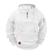 Men's Half-Zip Hooded Sweatshirt with Kangaroo Pocket and Adjustable Hood