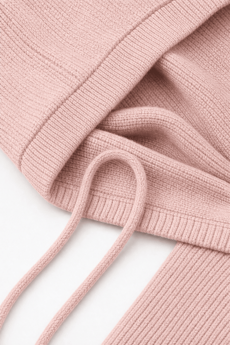 Women's Ribbed Zip-Up Hooded Cardigan with Drawstring Hood