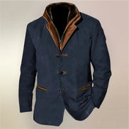 Men's Suede-Look Blazer-Style Jacket with Contrast Trim Collar