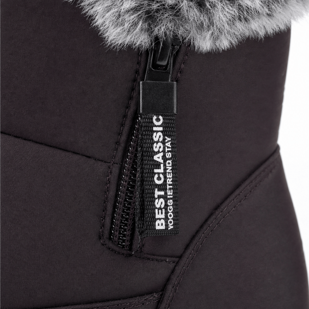 Faux Fur-Lined Waterproof Slip-On Ankle Boots for Women in Winter