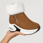 Plush Faux Fur-Lined Wedge Ankle Boots with Non-Slip Sole