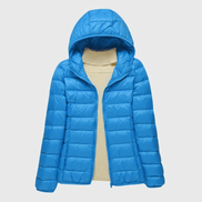 Janey Wrap-Front Quilted Puffer Jacket with Hood for Women