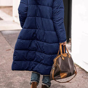 Women's Long Polyester Coat with Teddy Fleece Lining and Hood