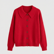 Peter Pan Collar Knitted Cardigan for Women with Ribbed Cuffs