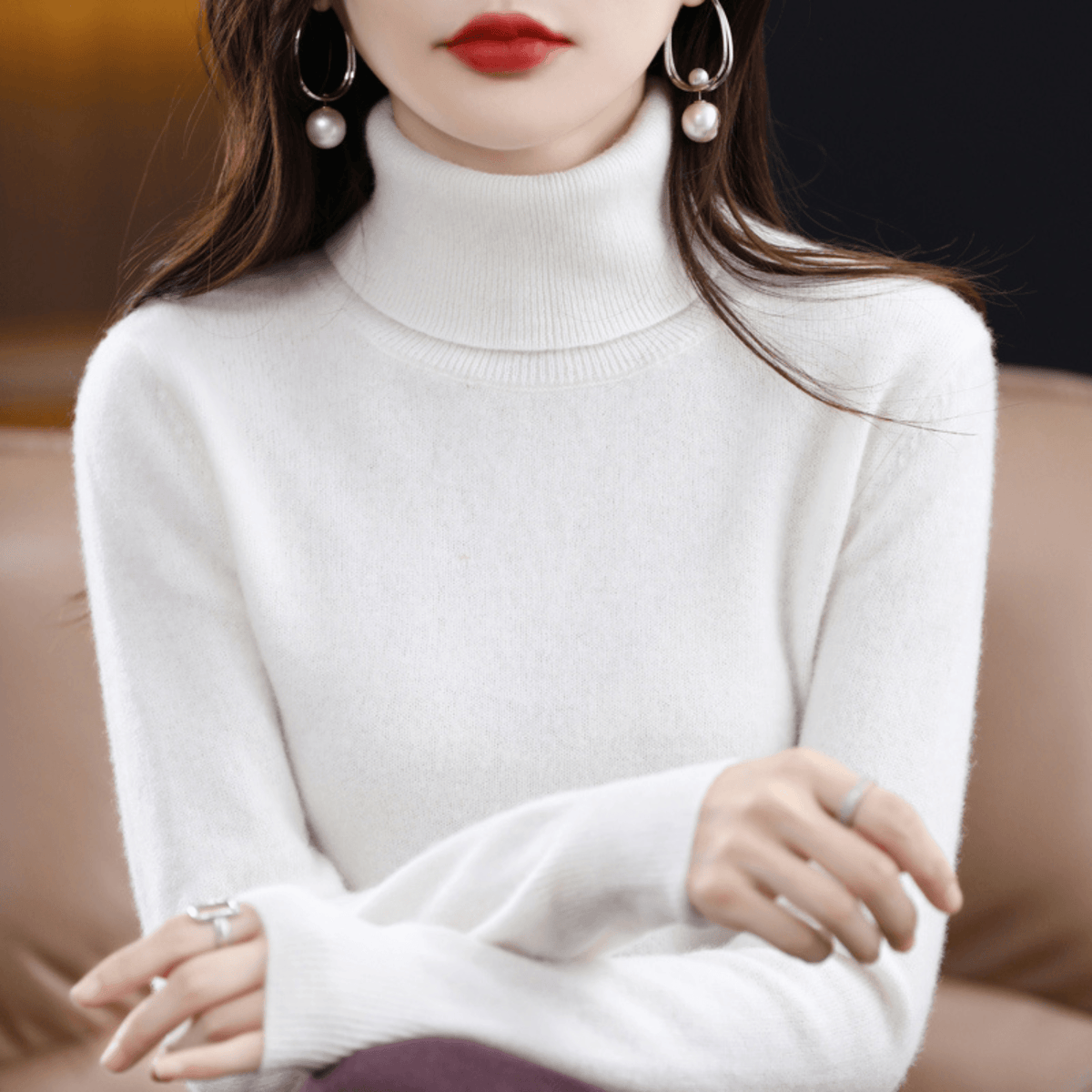 Elena Cashmere Blend Turtleneck Jumper for Ladies Christmas Wear
