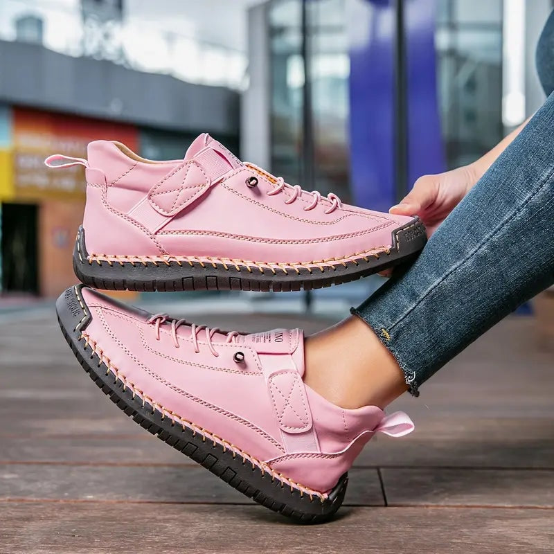 Women's Leather Lace-Up Trainers with Orthopedic Cushioning