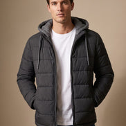 Dorian Men's Hooded Quilted Puffer Jacket with Packable Fold-Away Fit