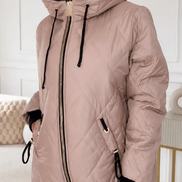 Women's Longline Hooded Quilted Puffer Jacket with Zip Front