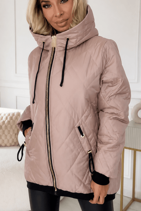Women's Longline Hooded Quilted Puffer Jacket with Zip Front