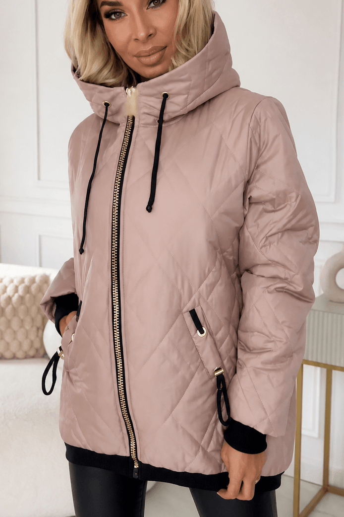 Women's Longline Hooded Quilted Puffer Jacket with Zip Front