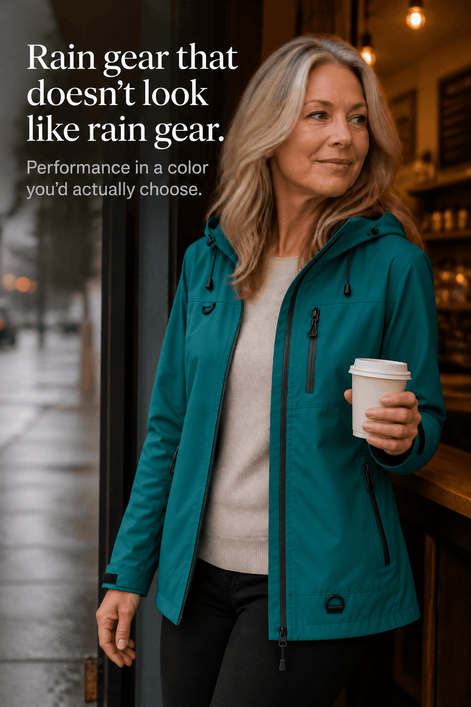 Hooded Waterproof Windproof Rain Coat with Adjustable Cuffs