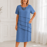 Florenza Tiered Chiffon-Look Women's Midi Dress with Flutter Sleeves