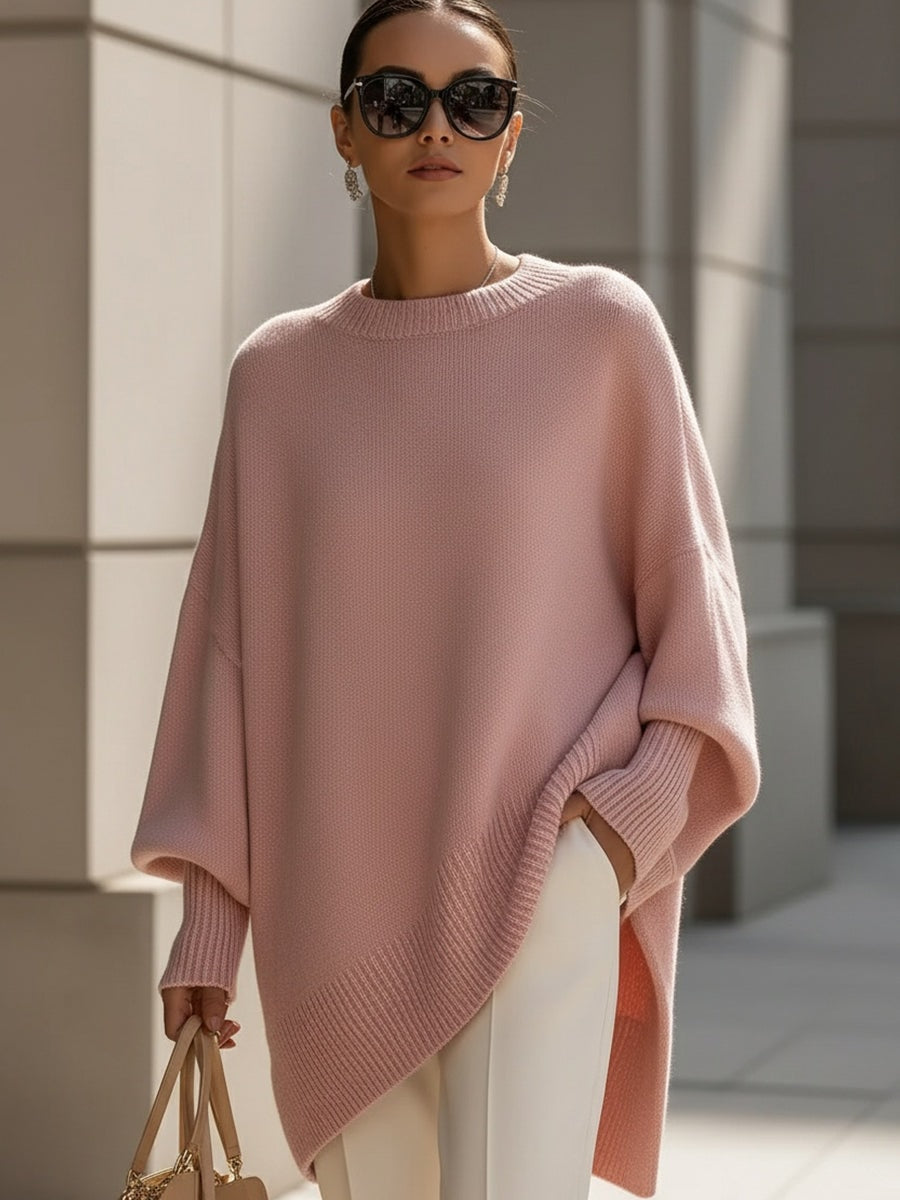 Emma Oversized Asymmetric Hem Wool Blend Women's Knitted Jumper