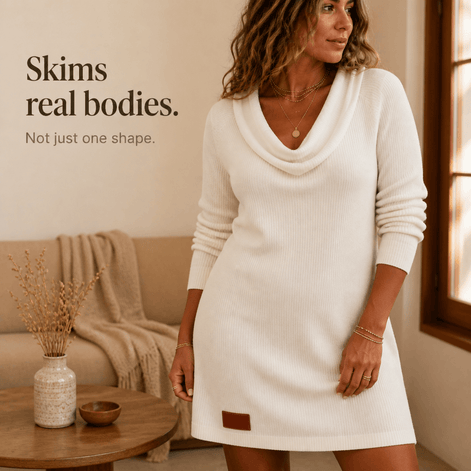 Women's Cowl-Neck Ribbed Knitted Jumper Dress with Long Sleeves