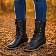Westlyn Wool-Lined Lace-Up Ankle Boots with Stud Cuff Detail
