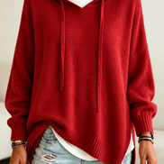 Women's Oversized Hooded Knitted Jumper with Drawstring