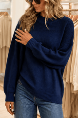 Women's Ribbed Dropped-Shoulder Oversized Knitted Jumper