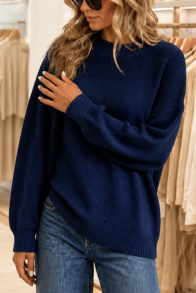 Women's Ribbed Dropped-Shoulder Oversized Knitted Jumper