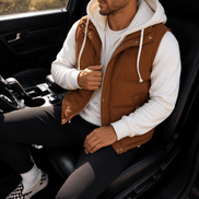Men's Double-Layered Hood Padded Puffer Vest