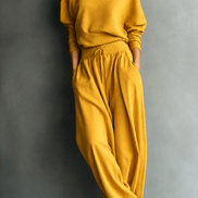 Women's Turtleneck Knitted Jumper and Wide-Leg Trousers Lounge Set