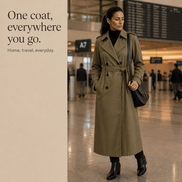 Mayfield Double-Breasted Long Belted Trench Coat for Women in Acetate