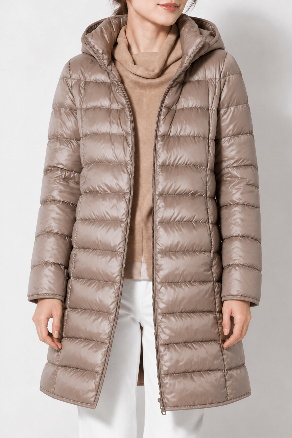 Women's Quilted Puffer Jacket with Detachable Hood and Packable Design