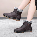 Faux Fur-Lined Waterproof Slip-On Ankle Boots for Women in Winter